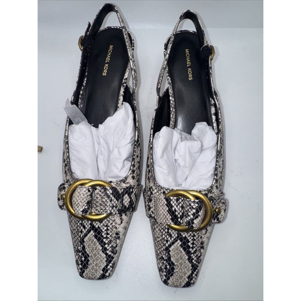 Michael Kors, Women’s 9, Jaden Kitten Sling, Natural Snake, Leather - Brand New